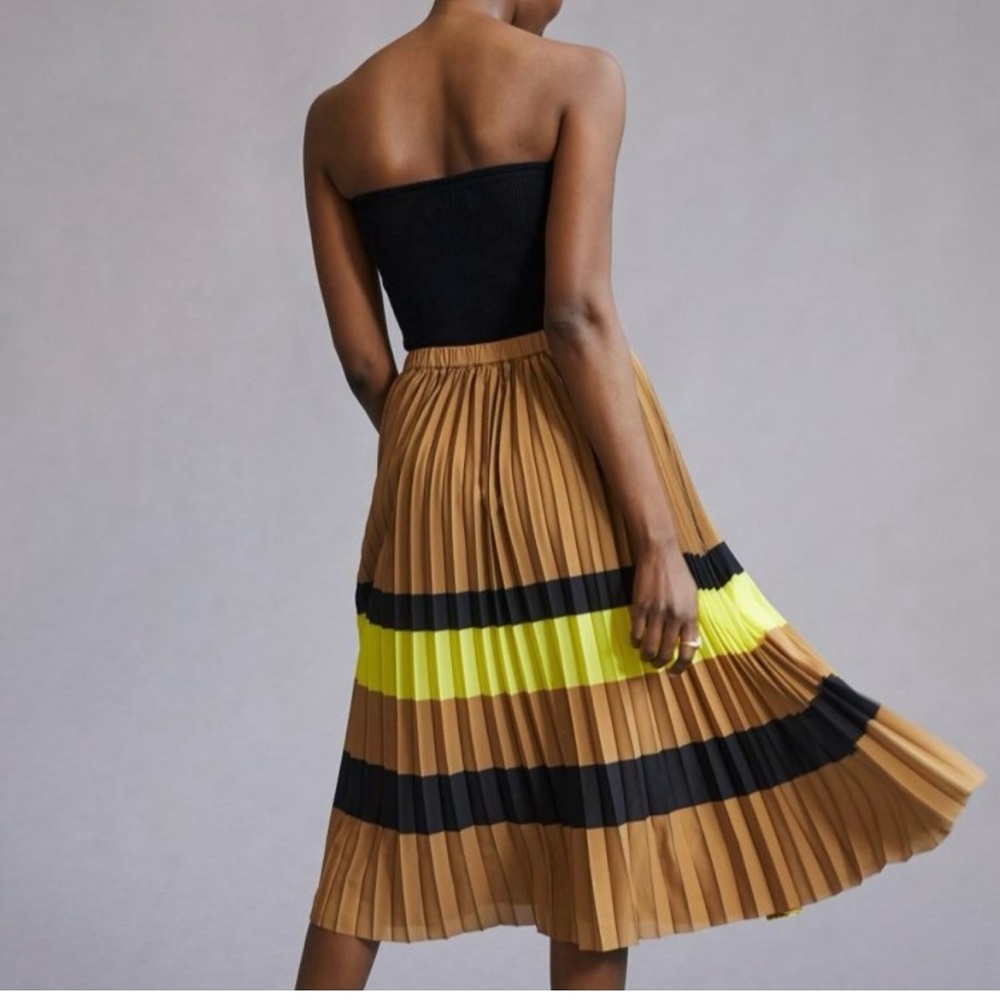 Maeve Anthropologie pleated color block midi skirt small